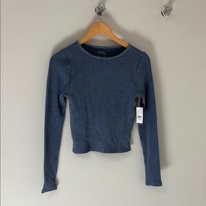 PacSun Fitted Ribbed Blue Long Sleeve Tee